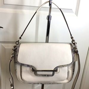 NWT Leather Coach  white  Gray silver Snake Purse $428